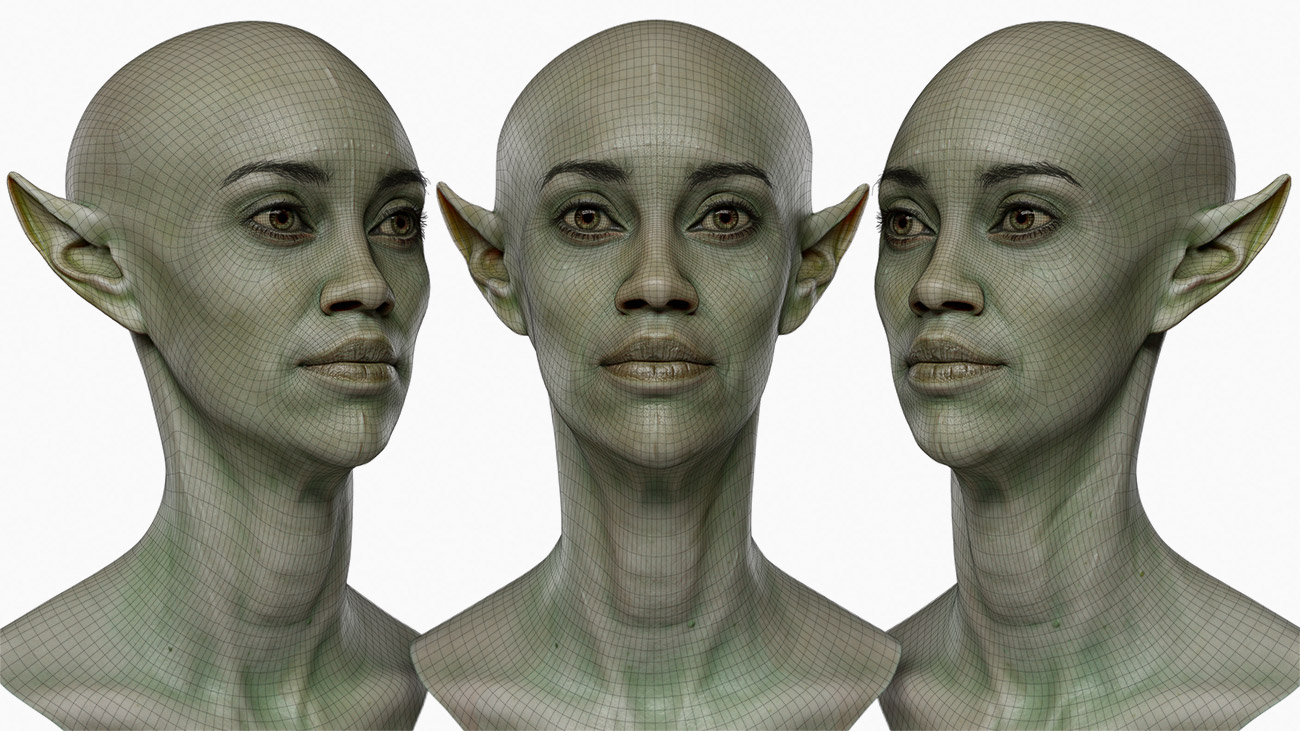 Download female elf topology 3d model 
